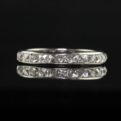 Antique Art Deco Platinum French Cut Diamond Eternity Band Ring - Size 5 3/4