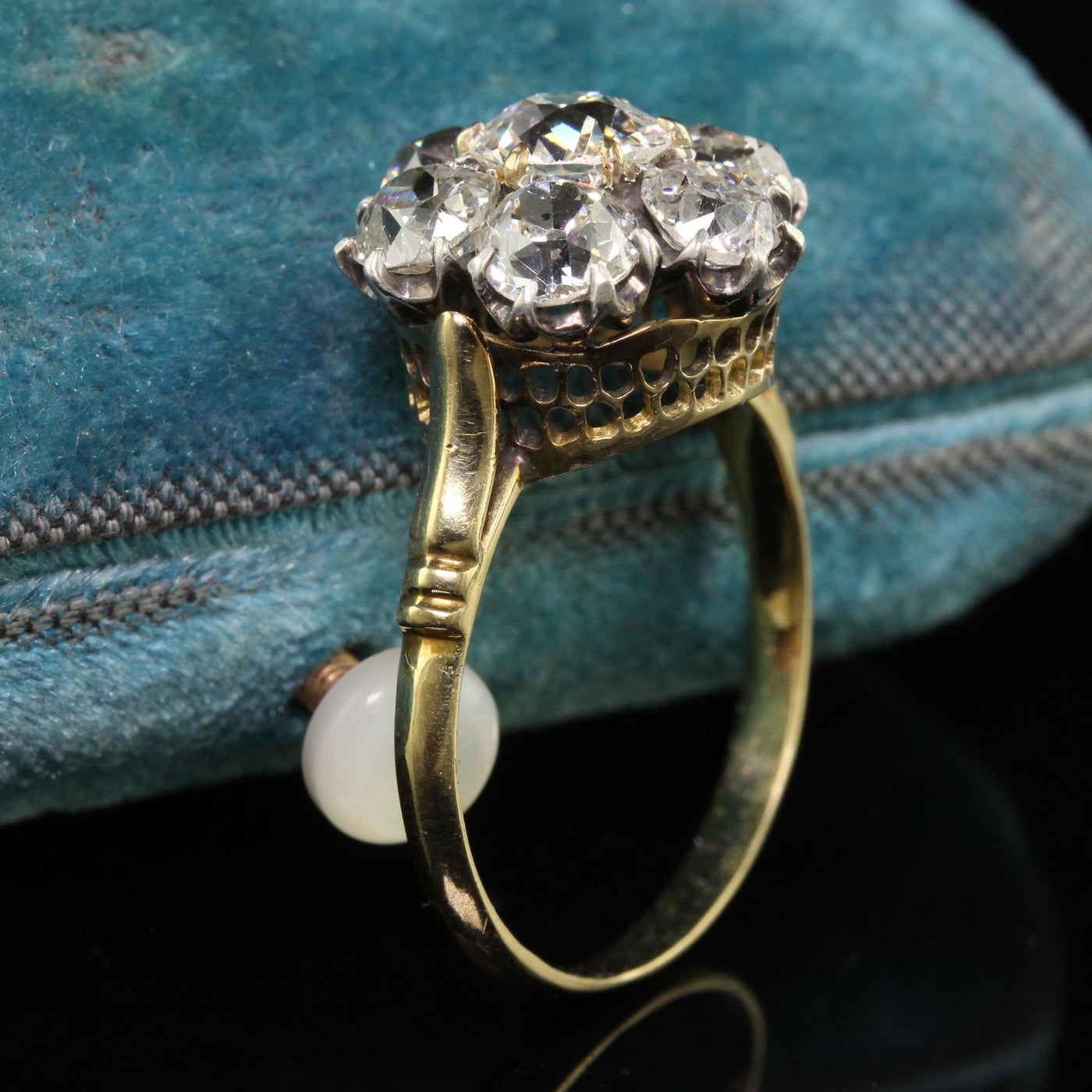 Antique Victorian 18K Gold and Silver Top Old Euro Diamond Engagement Ring - GIA