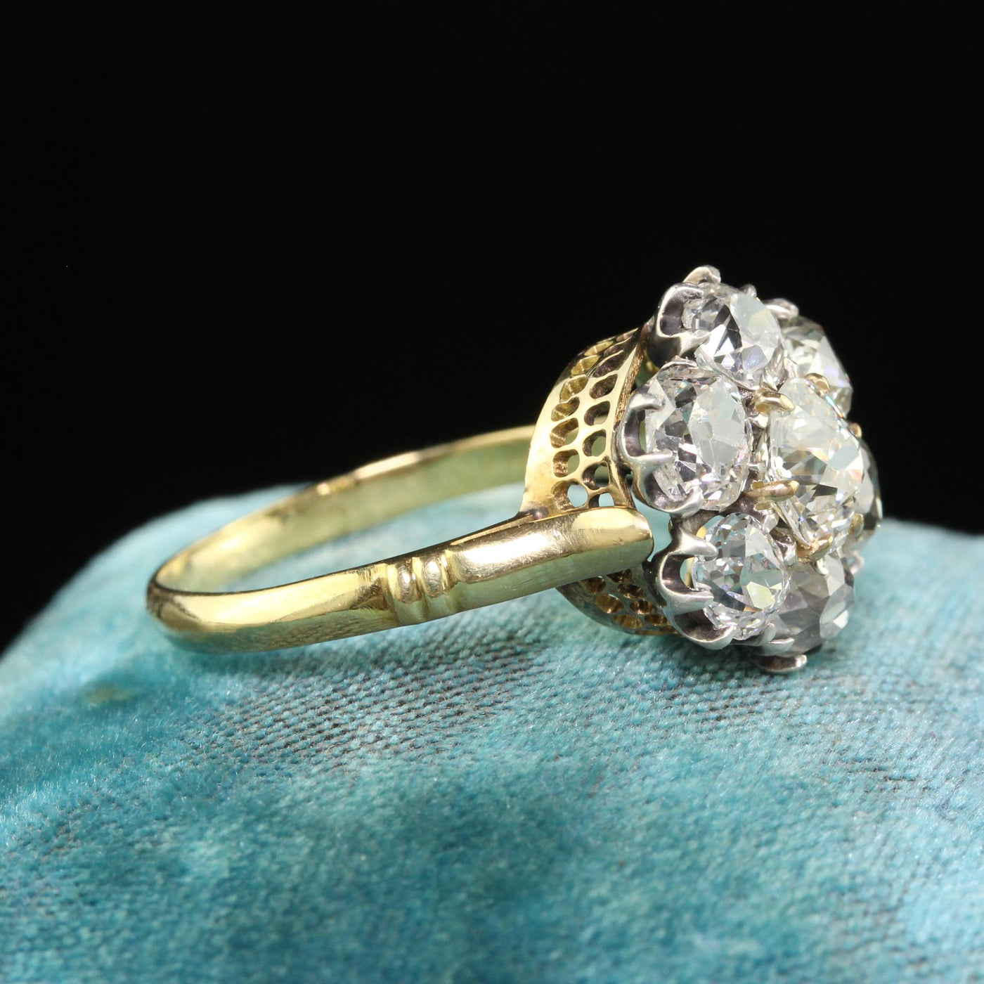 Antique Victorian 18K Gold and Silver Top Old Euro Diamond Engagement Ring - GIA