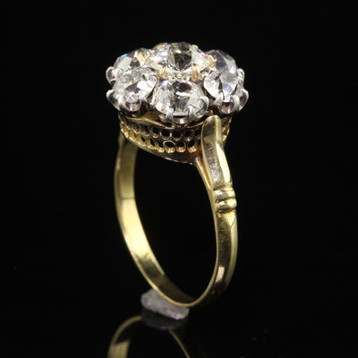 Antique Victorian 18K Gold and Silver Top Old Euro Diamond Engagement Ring - GIA