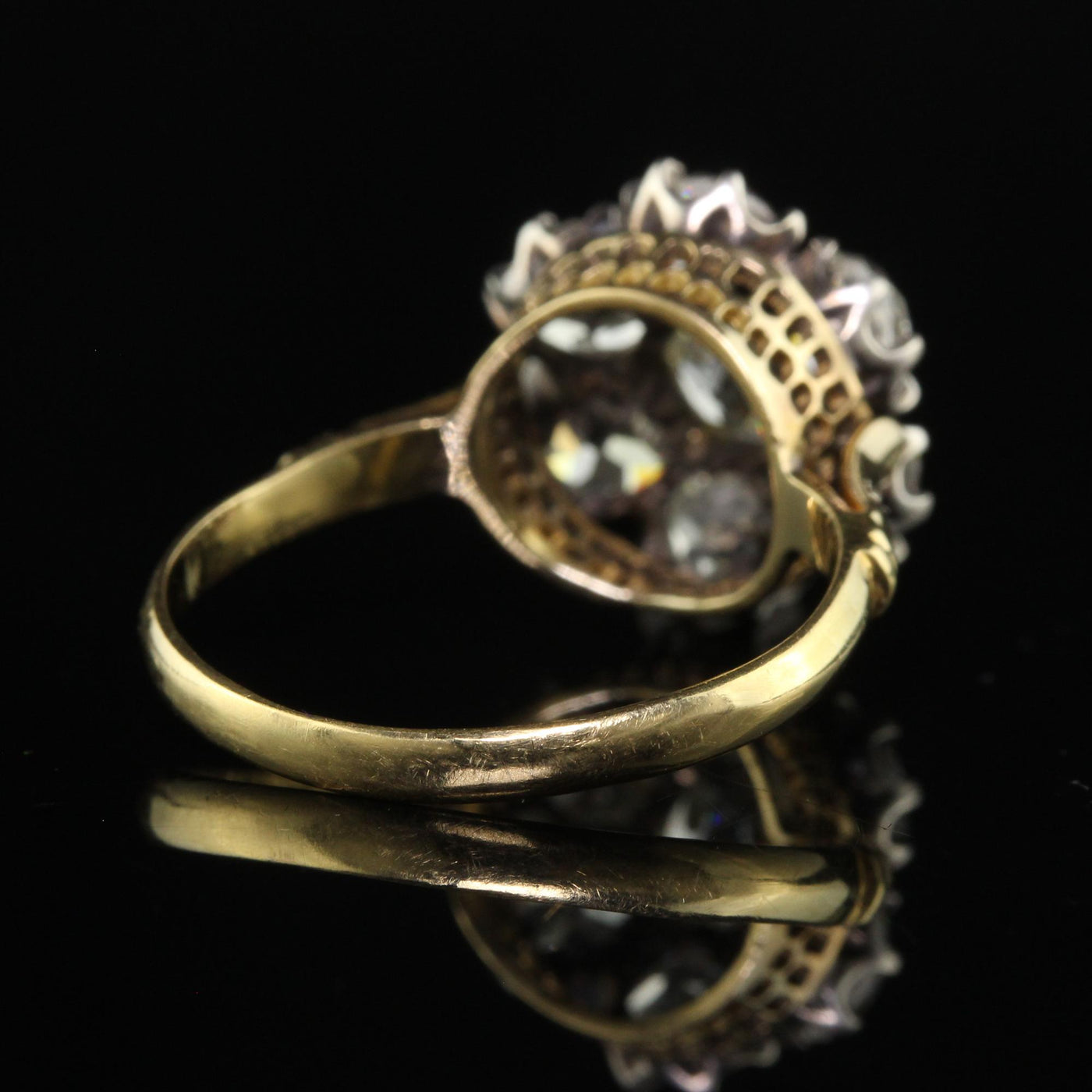 Antique Victorian 18K Gold and Silver Top Old Euro Diamond Engagement Ring - GIA