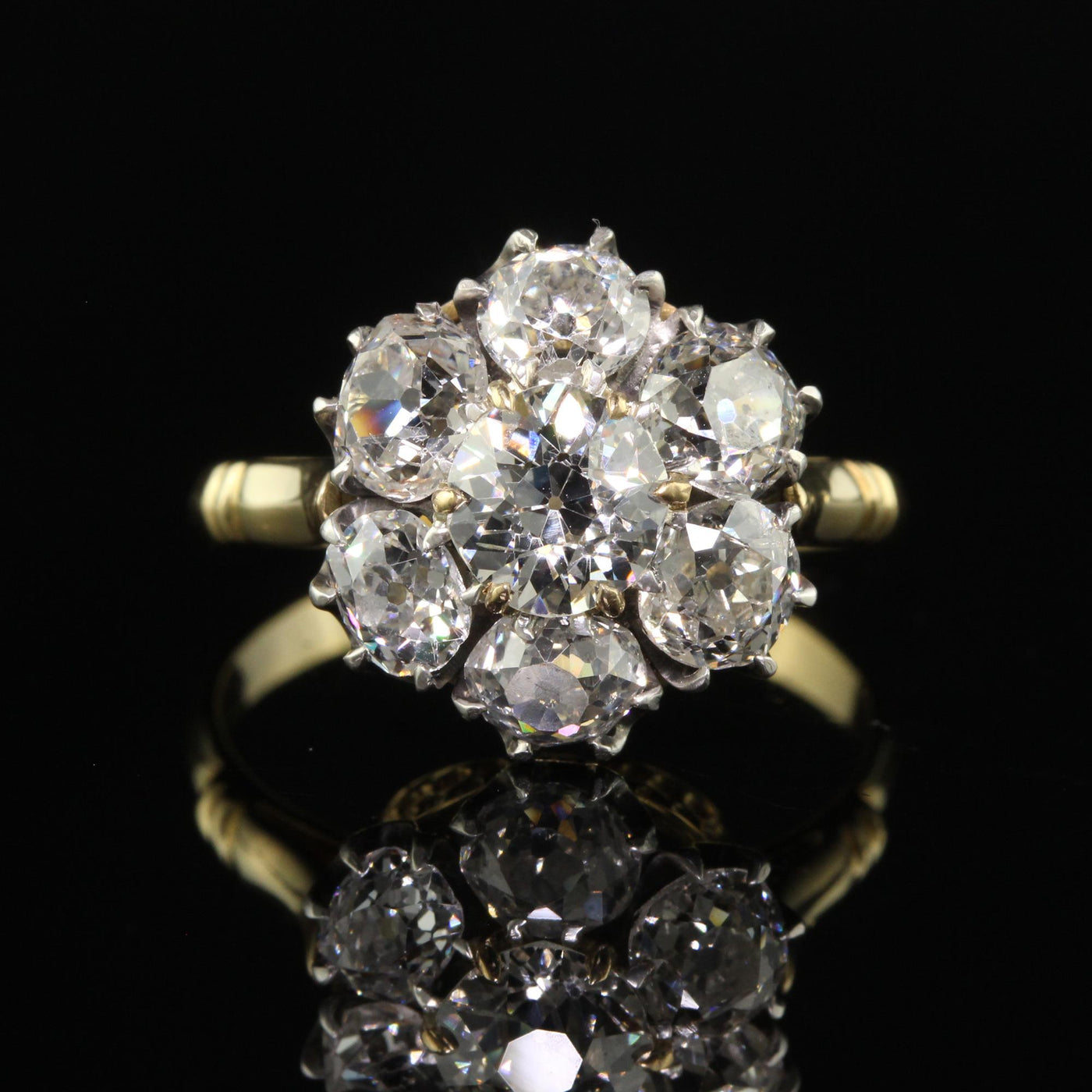 Antique Victorian 18K Gold and Silver Top Old Euro Diamond Engagement Ring - GIA