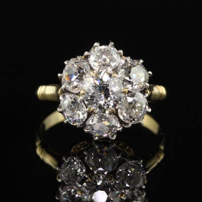 Antique Victorian 18K Gold and Silver Top Old Euro Diamond Engagement Ring - GIA