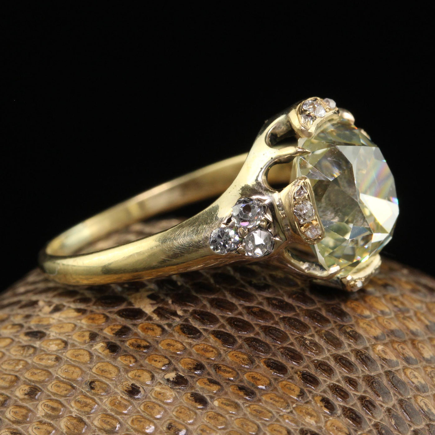 Antique Victorian 18K Yellow Gold Old Mine Diamond Engagement Ring - GIA