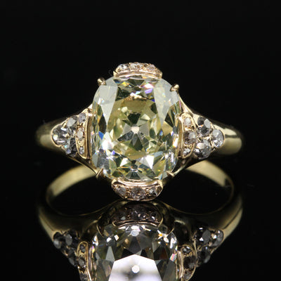 Antique Victorian 18K Yellow Gold Old Mine Diamond Engagement Ring - GIA