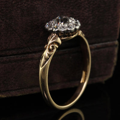 Antique Edwardian 18K Gold Platinum Old Mine Diamond Engagement Ring - GIA