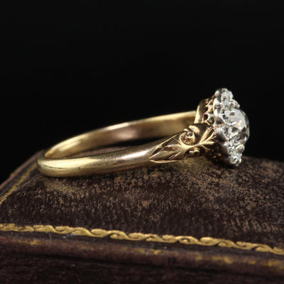 Antique Edwardian 18K Gold Platinum Old Mine Diamond Engagement Ring - GIA