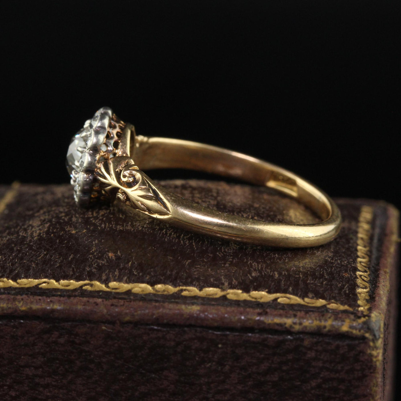 Antique Edwardian 18K Gold Platinum Old Mine Diamond Engagement Ring - GIA