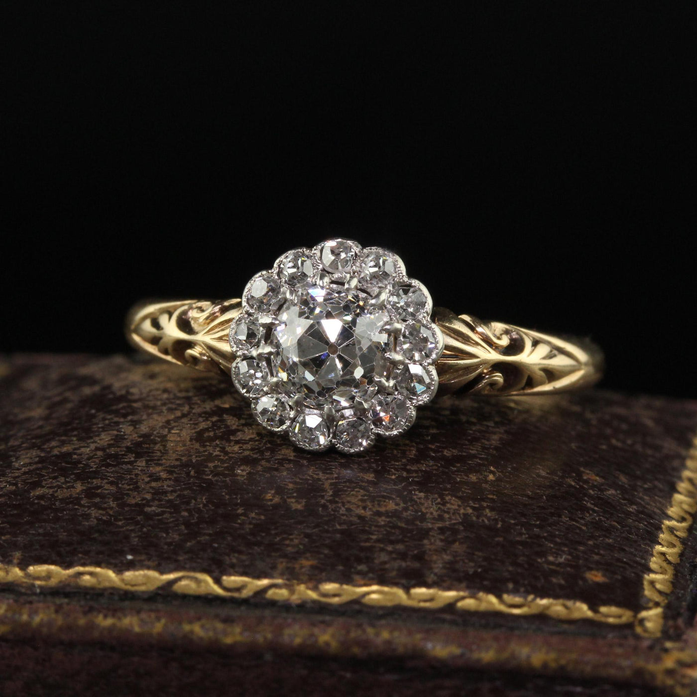 Antique Edwardian 18K Gold Platinum Old Mine Diamond Engagement Ring - GIA