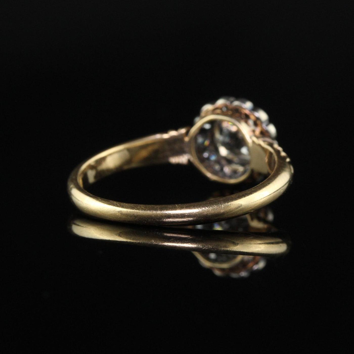 Antique Edwardian 18K Gold Platinum Old Mine Diamond Engagement Ring - GIA