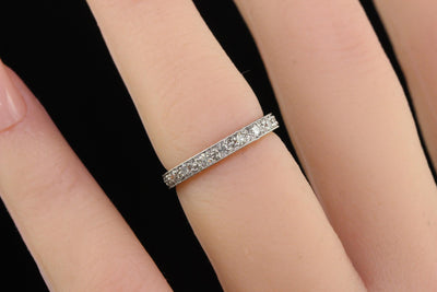 Antique Art Deco Platinum Single Cut Diamond Engraved Wedding Band Ring