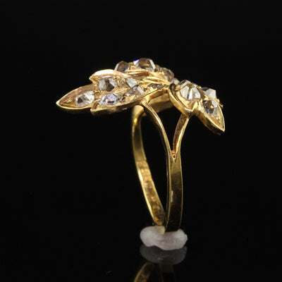 Antique Victorian 22K Yellow Gold Old Mine Floral Leaf Ring