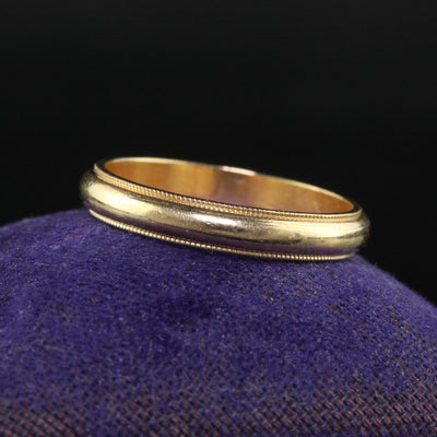 Antique Art Deco 14K Yellow Gold Classic Milgrained Wedding Band - Size 6 1/4