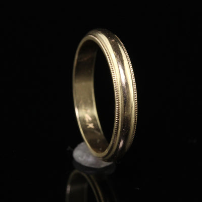 Antique Art Deco 14K Yellow Gold Classic Milgrained Wedding Band - Size 6 1/4