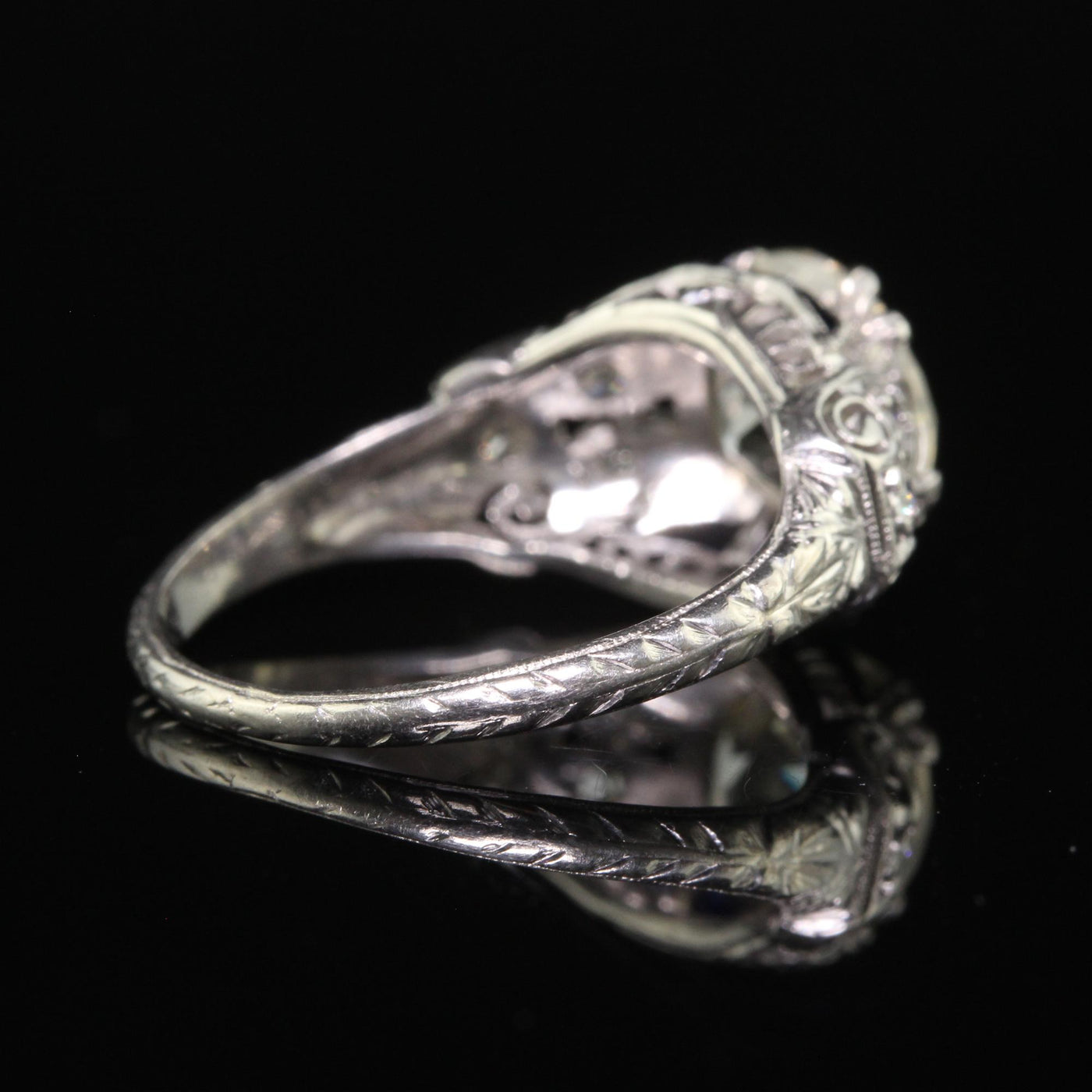 Antique Art Deco Platinum Old European Cut Diamond Engagement Ring - GIA