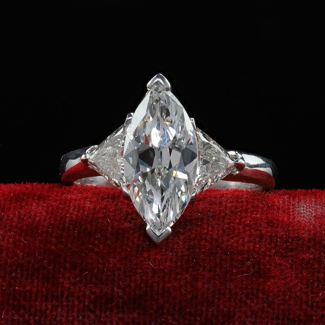 Vintage Retro Platinum Old Marquise Trillion Cut Diamond