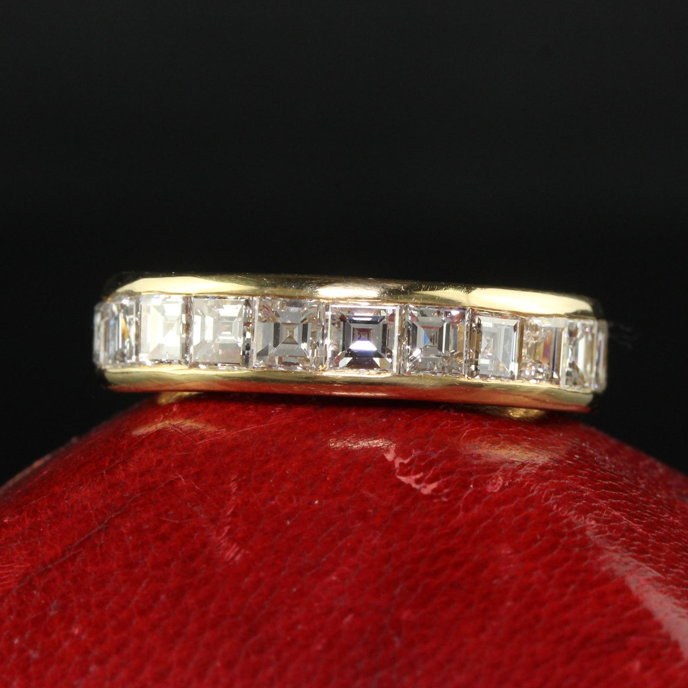 Vintage Retro Cartier 18K Yellow Gold Carre Cut Diamond Eternity Band