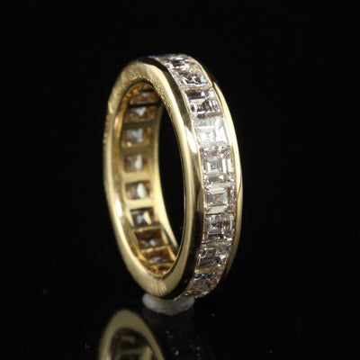 Vintage Retro Cartier 18K Yellow Gold Carre Cut Diamond Eternity Band