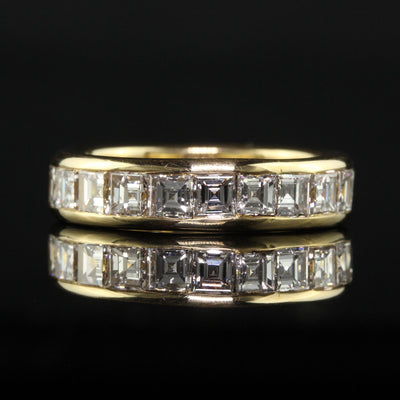 Vintage Retro Cartier 18K Yellow Gold Carre Cut Diamond Eternity Band