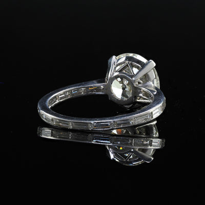 Retro Vintage Platinum Transitional Cut Diamond Baguette Engagement Ring - GIA