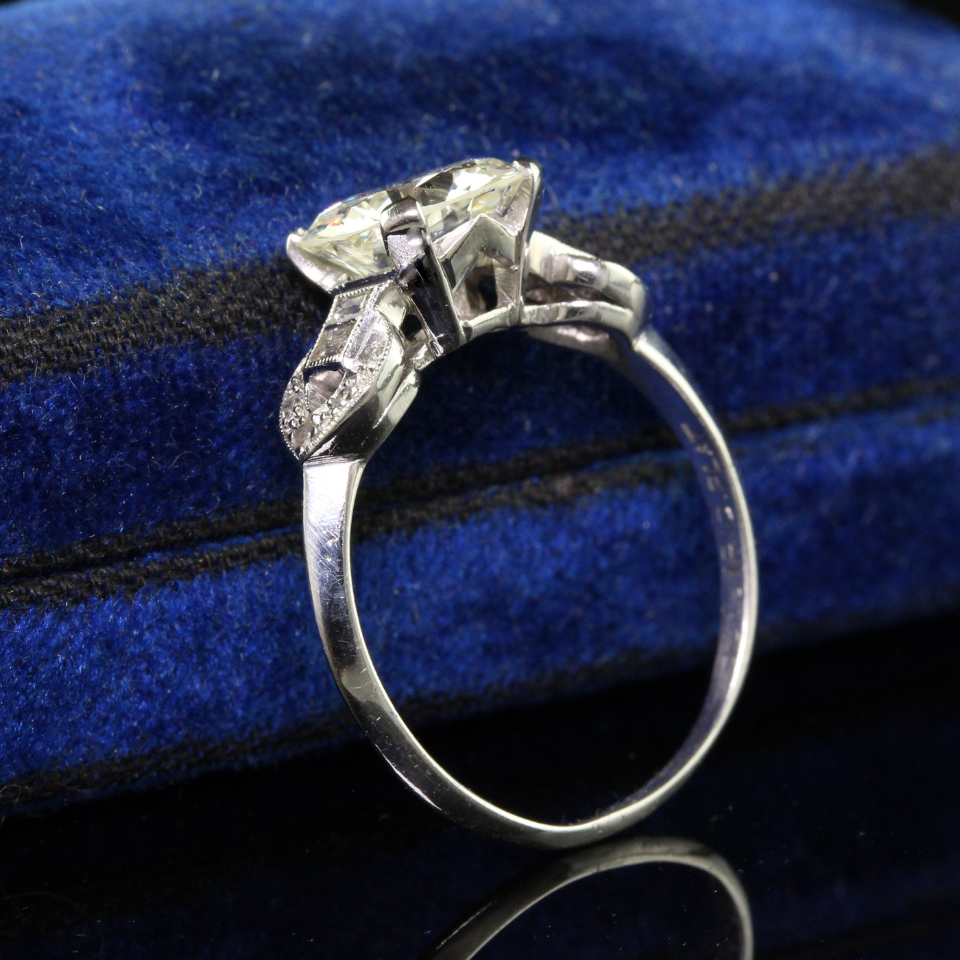 Antique Art Deco Platinum Old European Diamond Engagement Ring - GIA