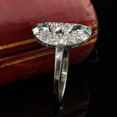 Antique Art Deco Platinum Old Marquise Diamond East West Cocktail Ring