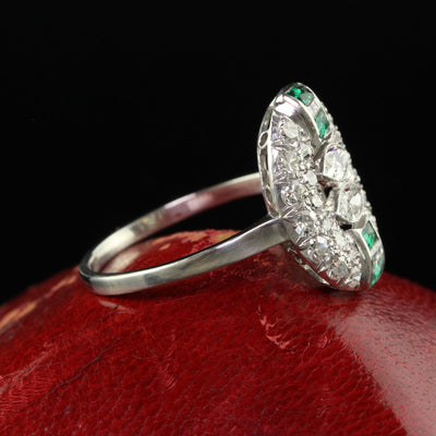 Antique Art Deco Platinum Old Marquise Diamond East West Cocktail Ring