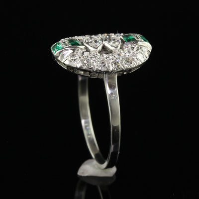 Antique Art Deco Platinum Old Marquise Diamond East West Cocktail Ring