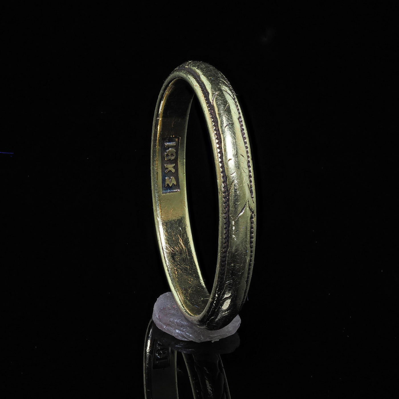 Antique Art Deo 18K Yellow Gold Engraved Wedding Band - Size 6