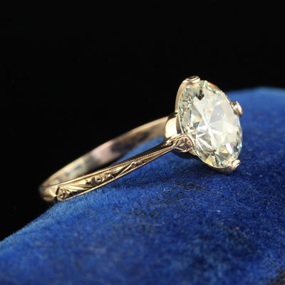 Antique Art Deco 14K Yellow Gold Old European Cut Diamond Engagement Ring - GIA