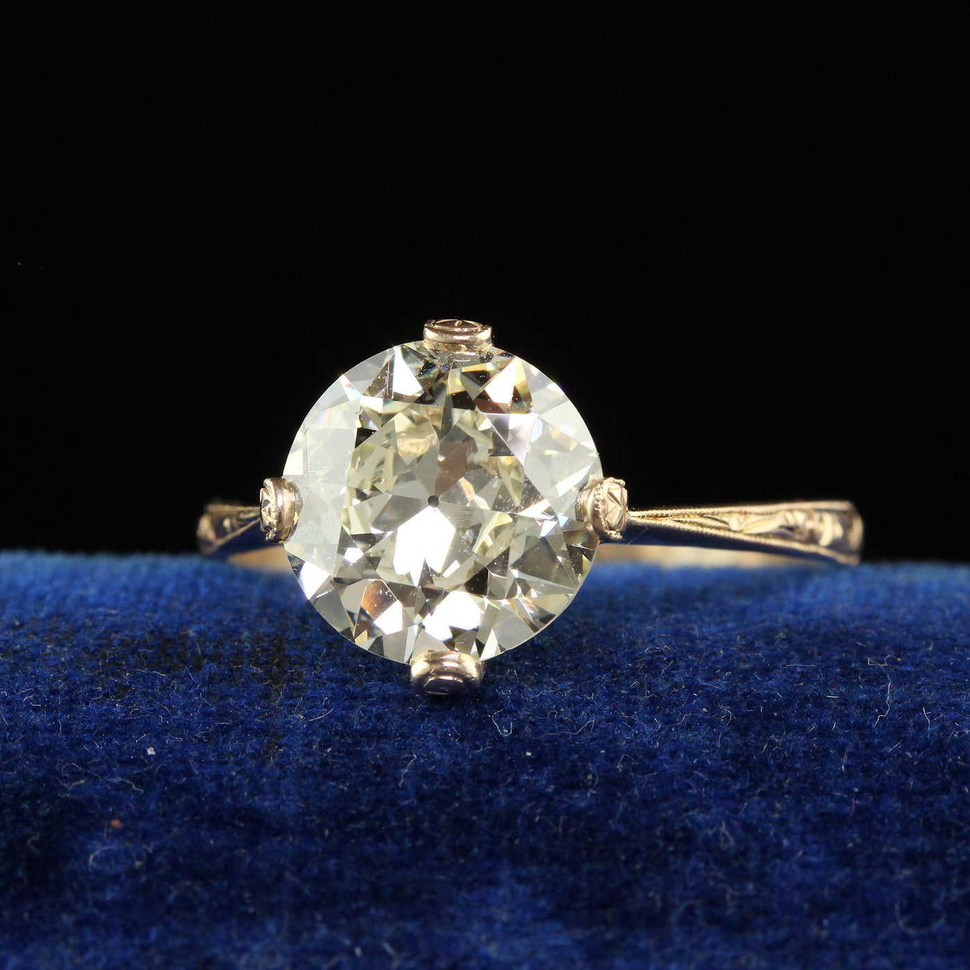 Antique Art Deco 14K Yellow Gold Old European Cut Diamond Engagement Ring - GIA