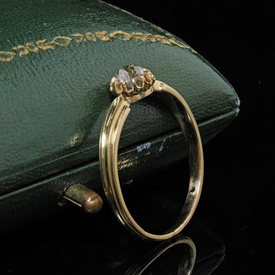 Antique Victorian French 18K Yellow Gold Old Mine Diamond Engagement Ring - GIA