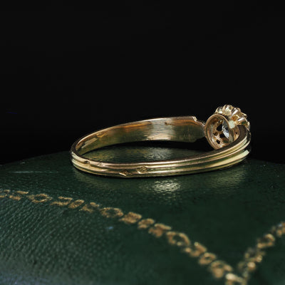 Antique Victorian French 18K Yellow Gold Old Mine Diamond Engagement Ring - GIA