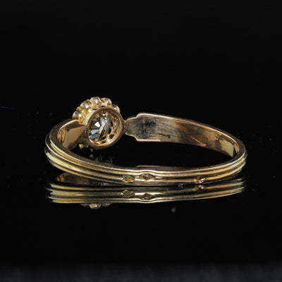 Antique Victorian French 18K Yellow Gold Old Mine Diamond Engagement Ring - GIA