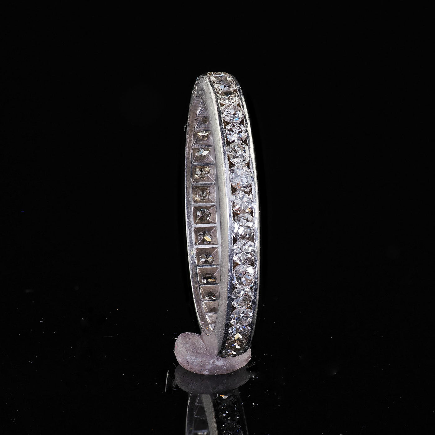 Antique Art Deco Platinum Old Cut Diamond Engraved Eternity Band - Size 5