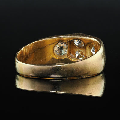 Antique Victorian 18K Yellow Gold Old Mine Diamond Four Stone Flush Set Ring