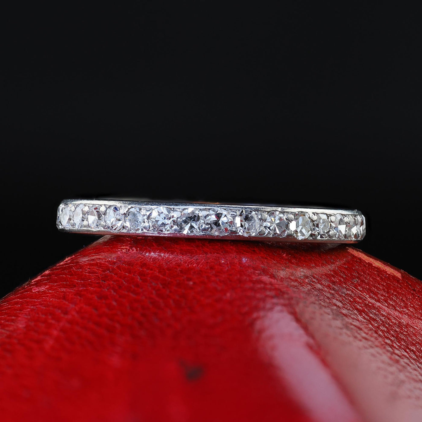 Antique Art Deco Platinum Single Cut Diamond Eternity Wedding Band - Size 5 3/4