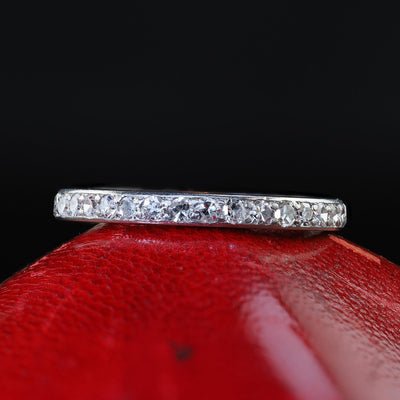 Antique Art Deco Platinum Single Cut Diamond Eternity Wedding Band - Size 5 3/4