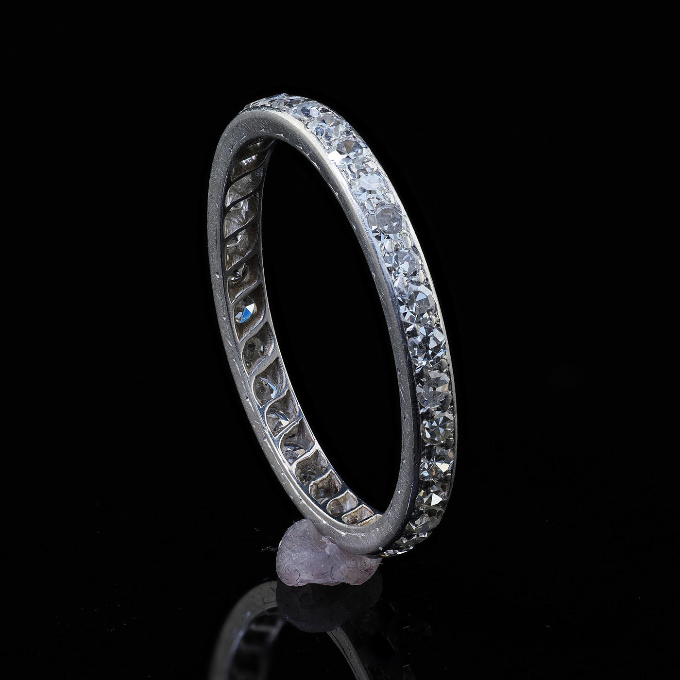 Antique Art Deco Platinum Single Cut Diamond Eternity Wedding Band - Size 5 3/4