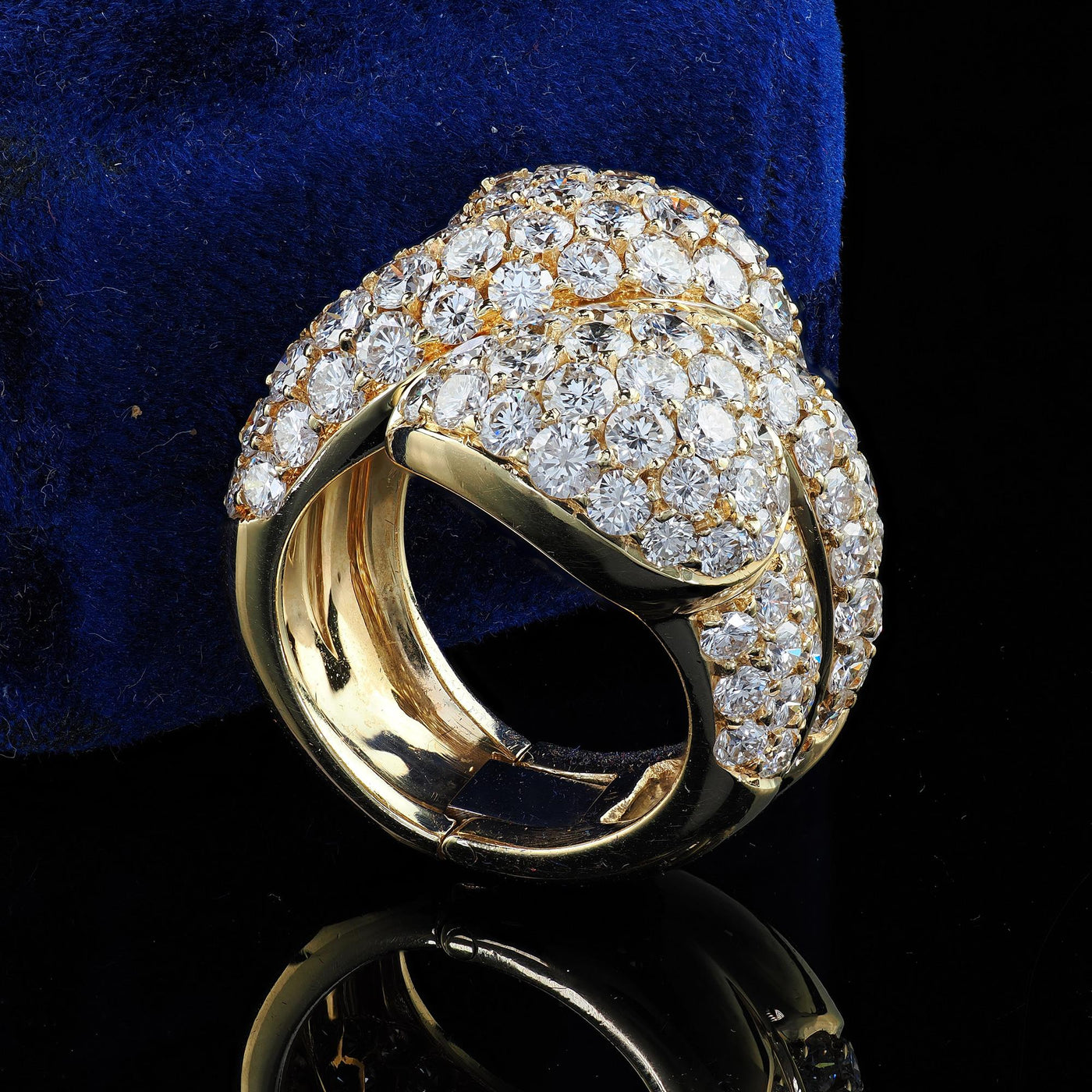 Vintage Estate 18K Yellow Gold Diamond Double Wrap Cocktail Ring