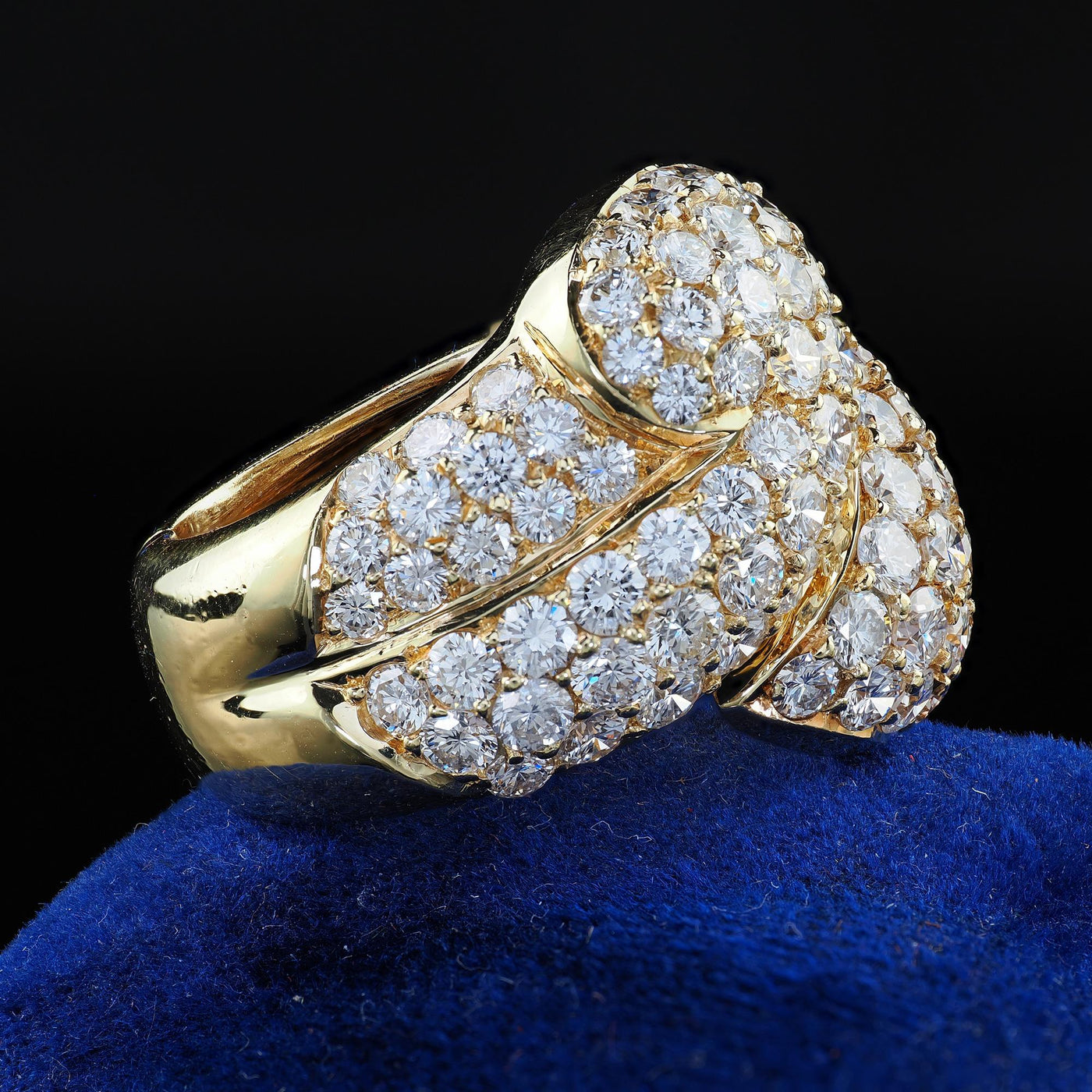 Vintage Estate 18K Yellow Gold Diamond Double Wrap Cocktail Ring