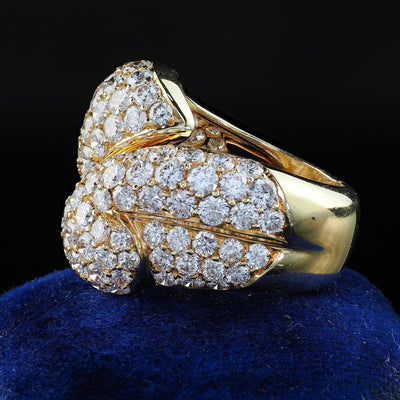 Vintage Estate 18K Yellow Gold Diamond Double Wrap Cocktail Ring