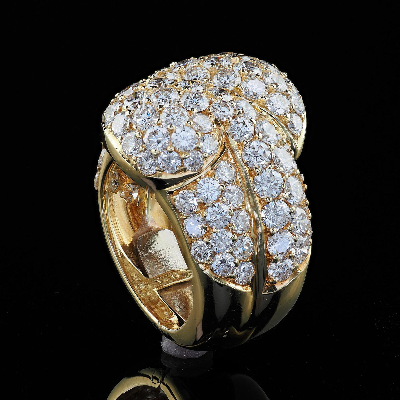 Vintage Estate 18K Yellow Gold Diamond Double Wrap Cocktail Ring