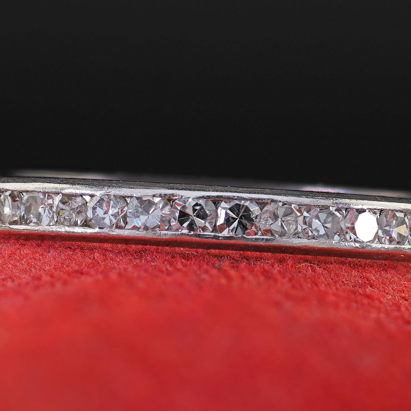 Antique Art Deco Platinum Single Cut Diamond Eternity Band - Size 5 3/4