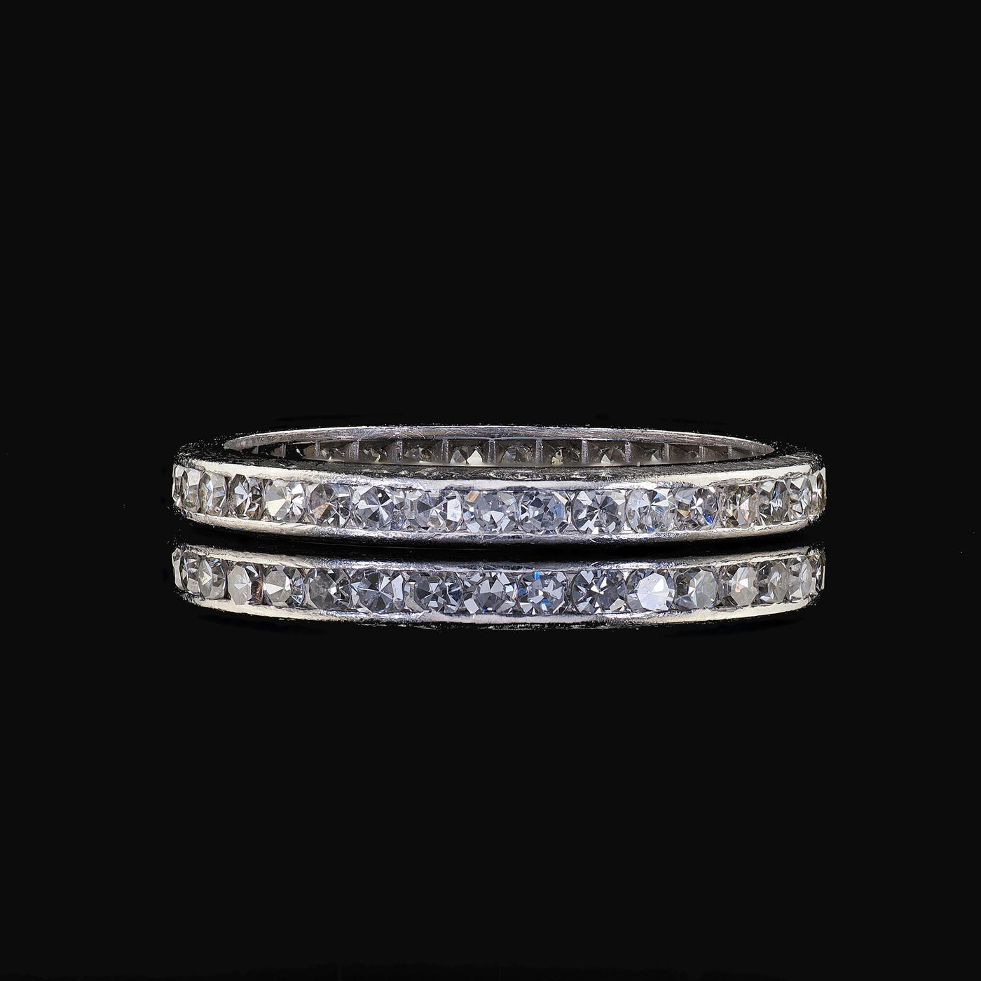 Antique Art Deco Platinum Single Cut Diamond Eternity Band - Size 5 3/4