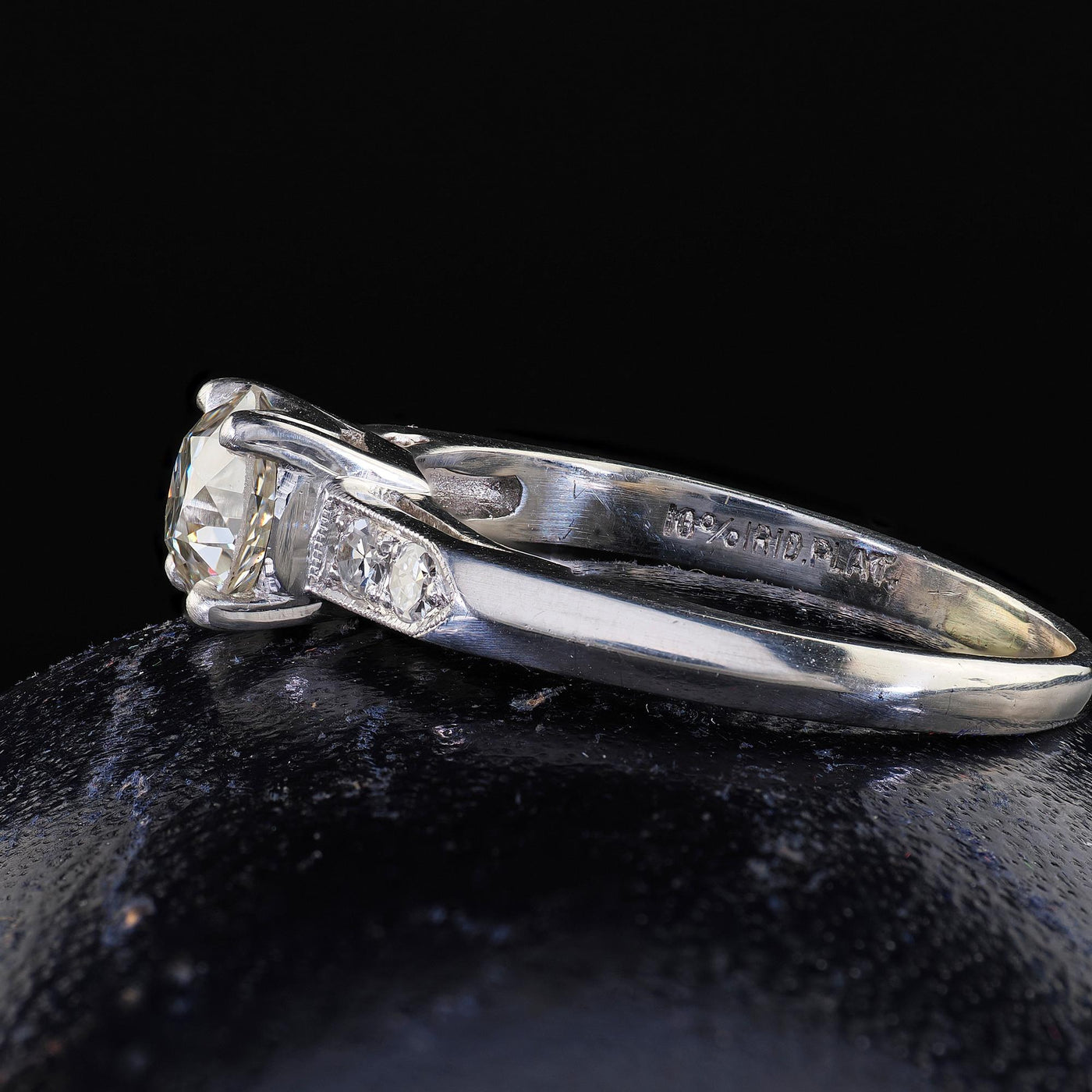 Antique Art Deco Platinum Old European Diamond Classic Engagement Ring - GIA