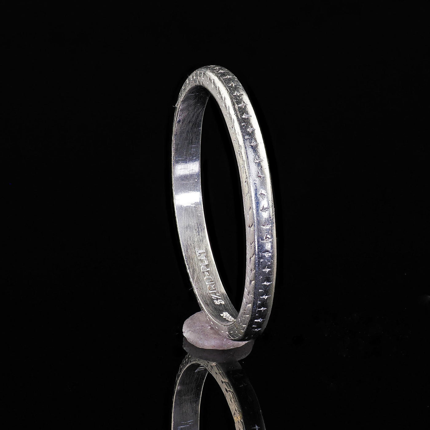 Antique Art Deco Platinum Engraved Wedding Band - Size 7 1/2