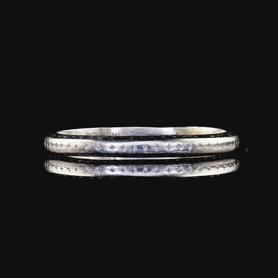 Antique Art Deco Platinum Engraved Wedding Band - Size 7 1/2