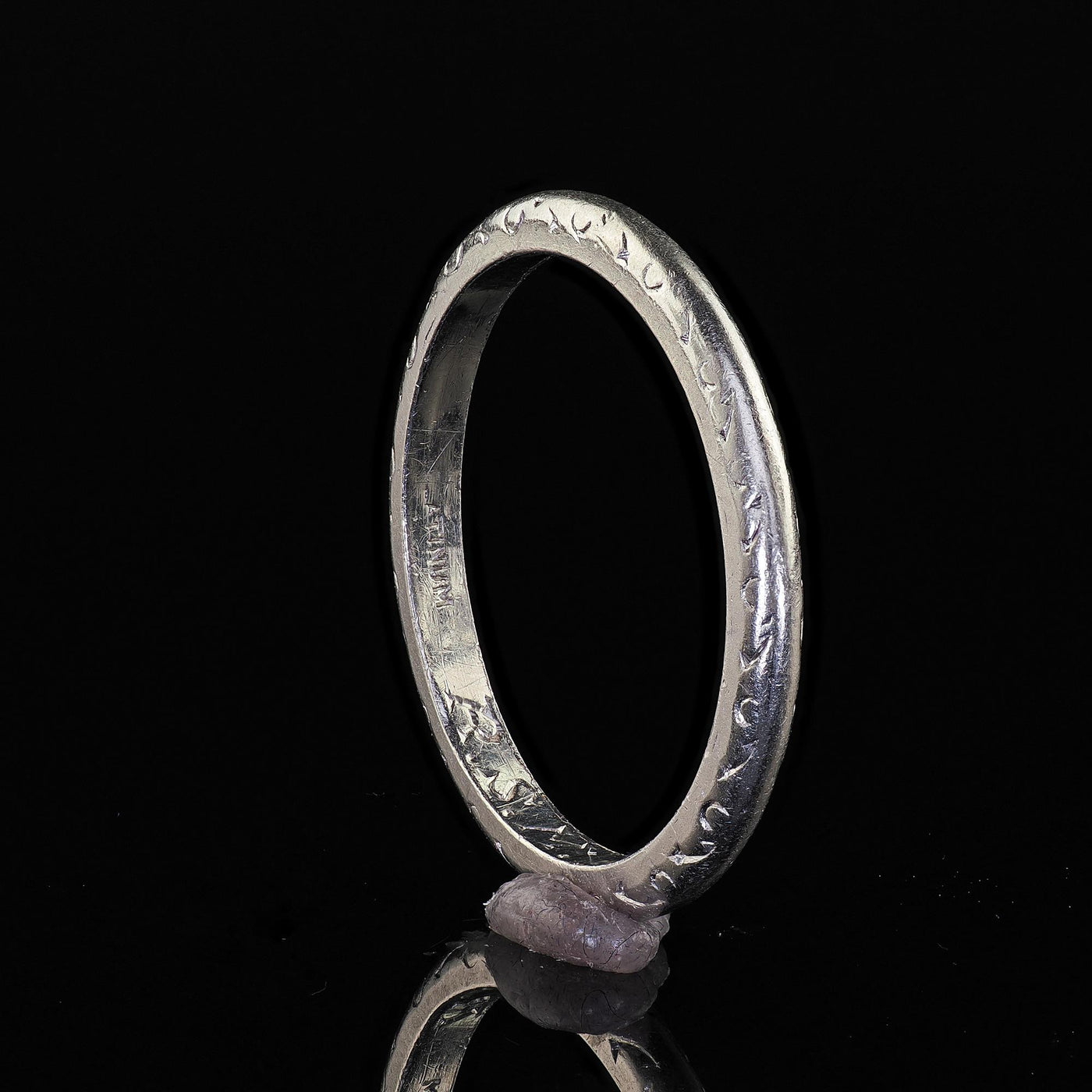 Antique Art Deco Platinum Engraved Wedding Band Circa 1924 - Size 5 1/4