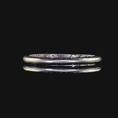 Antique Art Deco Platinum Engraved Wedding Band Circa 1924 - Size 5 1/4